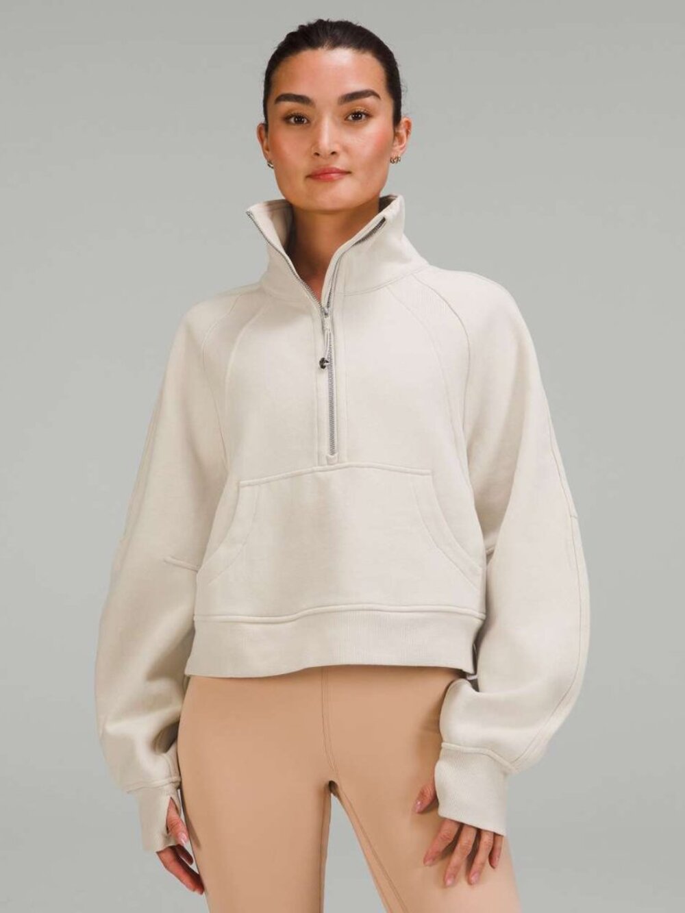 NWT Lululemon Scuba Oversized Funnel Neck Half Zip - Natural Ivory (M/L)